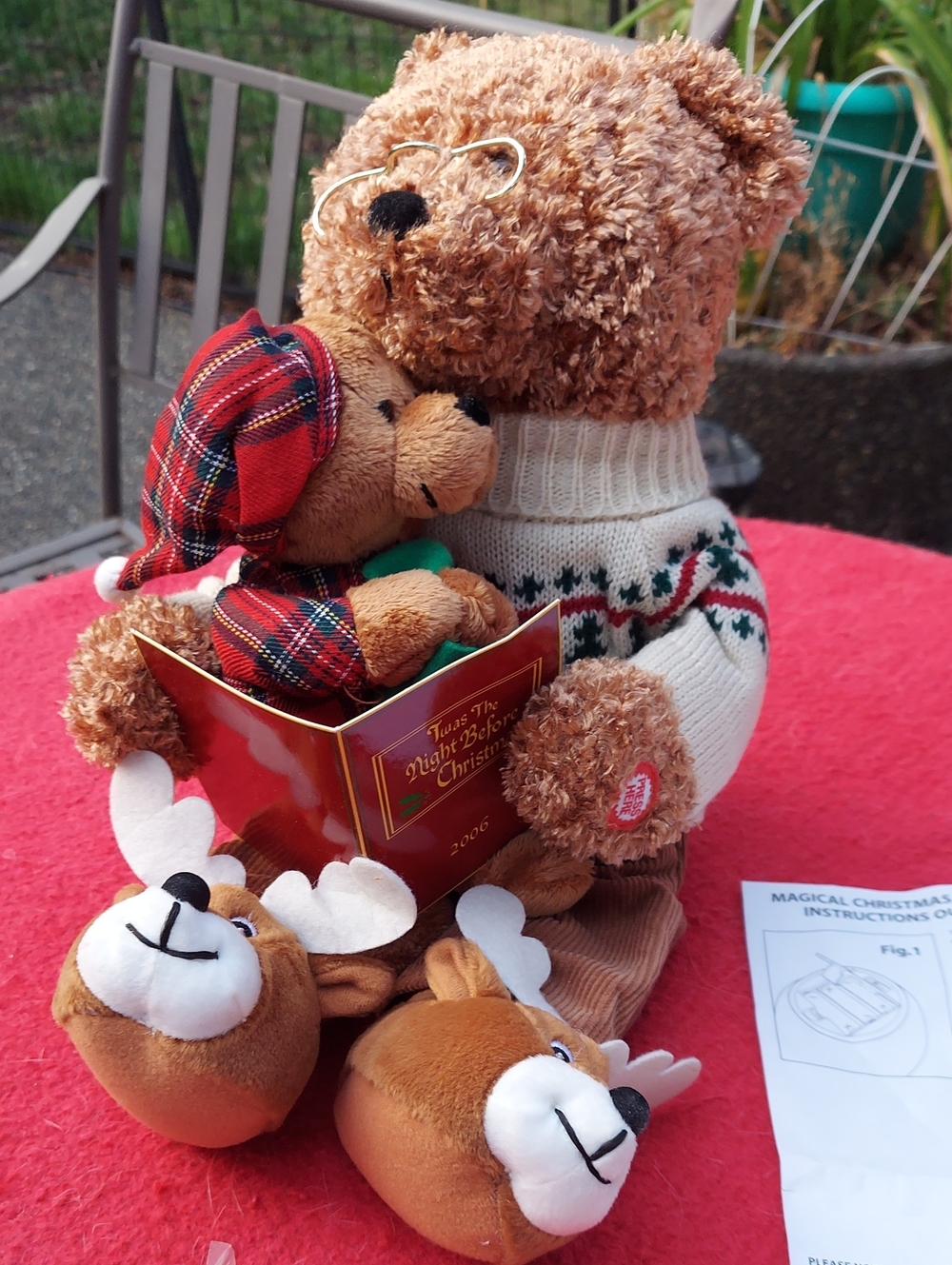 Avon Brown Plush Holiday Bear with Cream Sweater and Red Plaid Accents